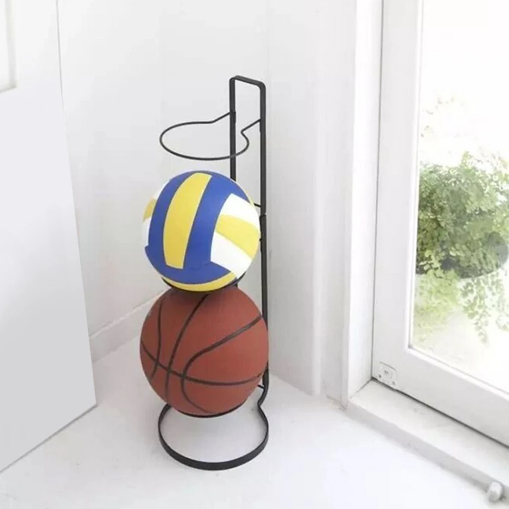 

Black Basketball Volleyball Display Storage Rack Sports Equipment Holder