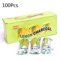 100pcsbox lemon flavored shisha hookah charcoal quick lighting burning carbon even lasting long flavored less ash