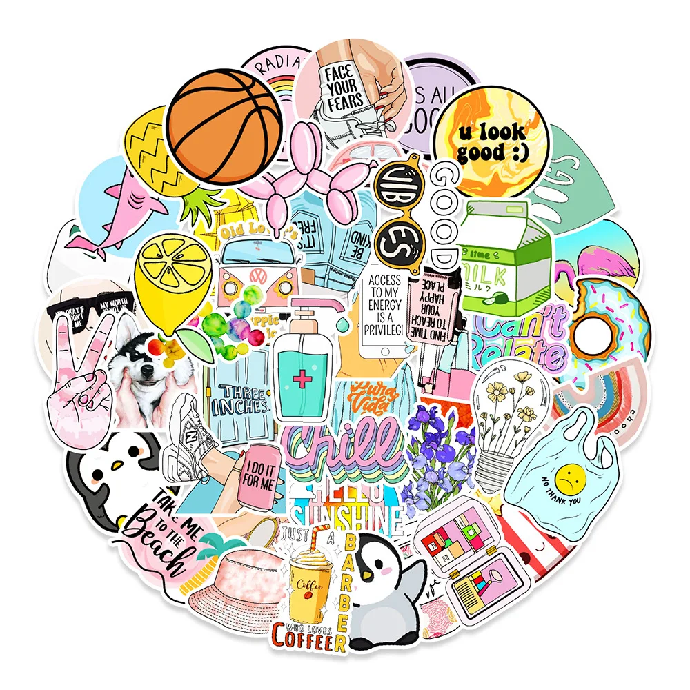 

10/30/50PCS INS Small Fresh Graffiti Waterproof Sticker Suitcase Notebook Refrigerator Skateboard Stationery Box HelmetWholesale