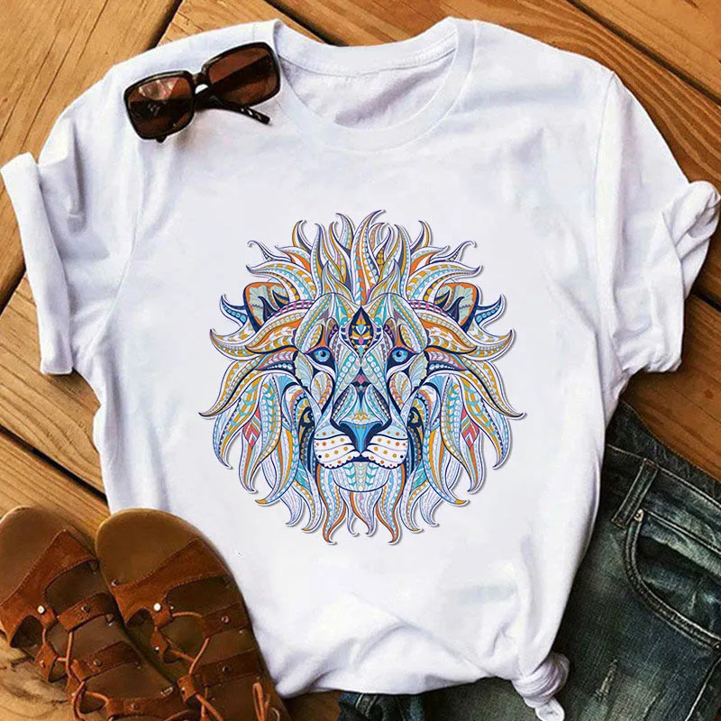 

Harajuku Fashion Cool Lion Print Tshirt Graphic Tee Tops Ladies Shirt Women Clothes Graphic Hipster T shirt
