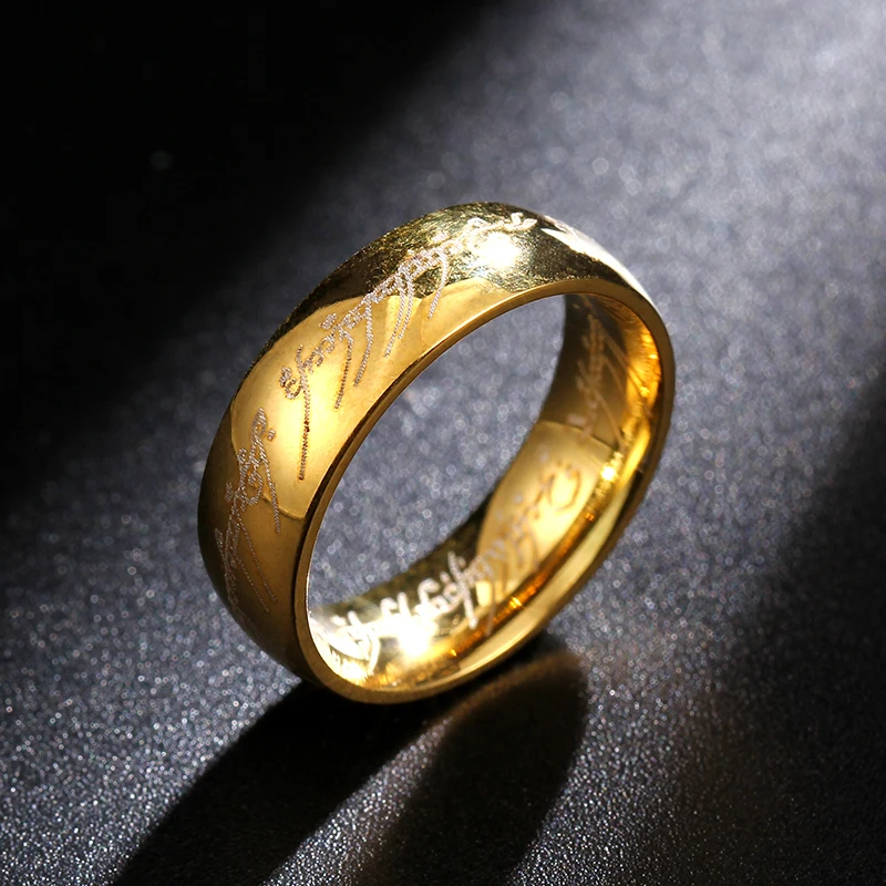 JR2006Gold 6mm 4 мм 2 мм золото титановая сталь пара кольцо для мужчин и женщин - Цвет основного камня: JR2006Gold 6mm
