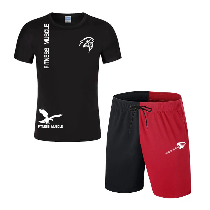 

New Style Men's Casual Short- Shirt T-Shirt Exercise Shorts 2-Piece Summer 2021Men Fashion Suit Jog Sportswear