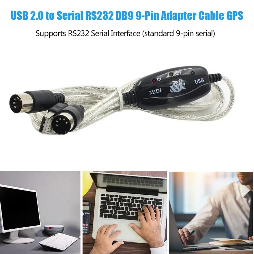 2M Keyboard to PC USB MIDI Cable Converter Music Cord IN-OUT Interface Black | Компьютеры и офис