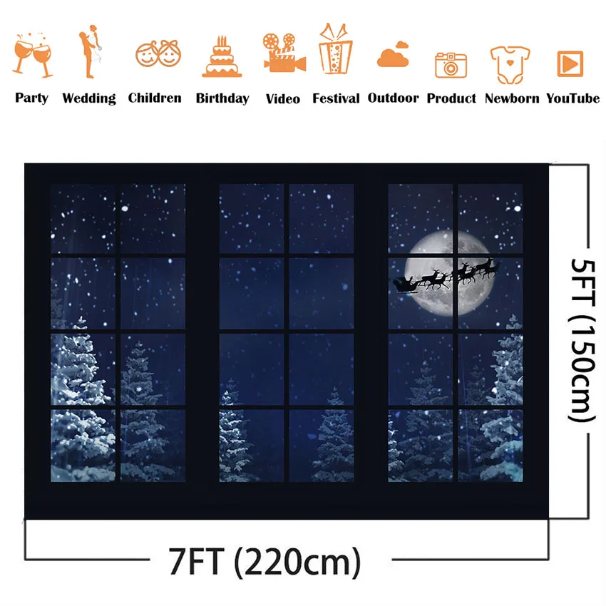 Фон для студийной фотосъемки с изображением рождественского ночного неба полной