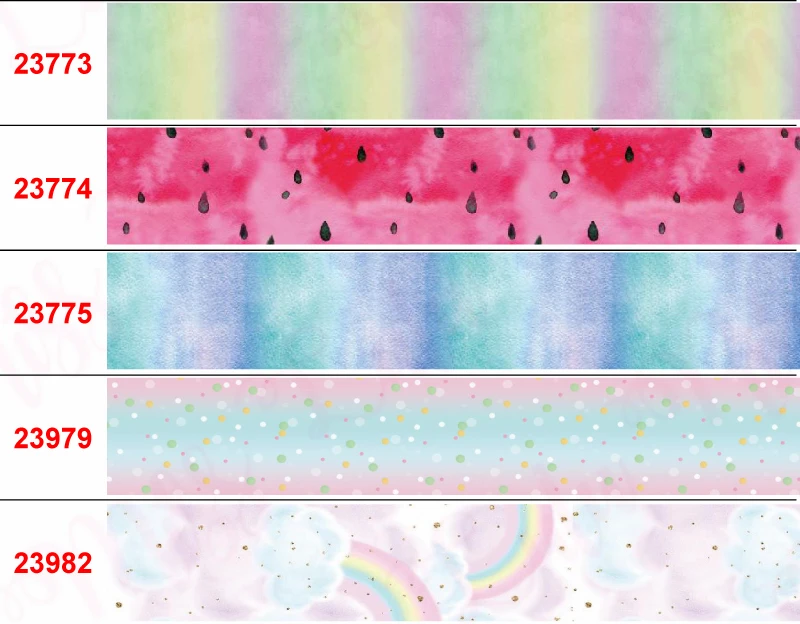 16mm-75mm Gradient Color Series Printed Grosgrain/Elastic Ribbon Star Heart Swirl Graffiti DIY Gift Bowknots 50yards/roll | Дом и сад