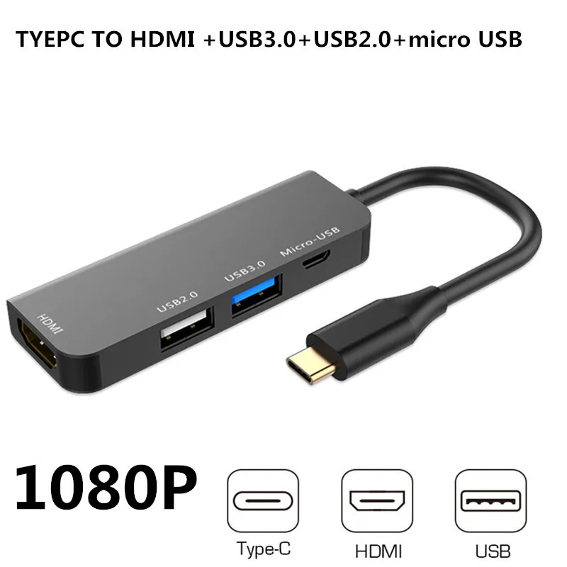 4 в 1 USB-C type-C концентратор с HDMI RJ45 PD зарядный концентратор USB type C для смартфонов Macbook Pro Аксессуары для ноутбуков мультихаб