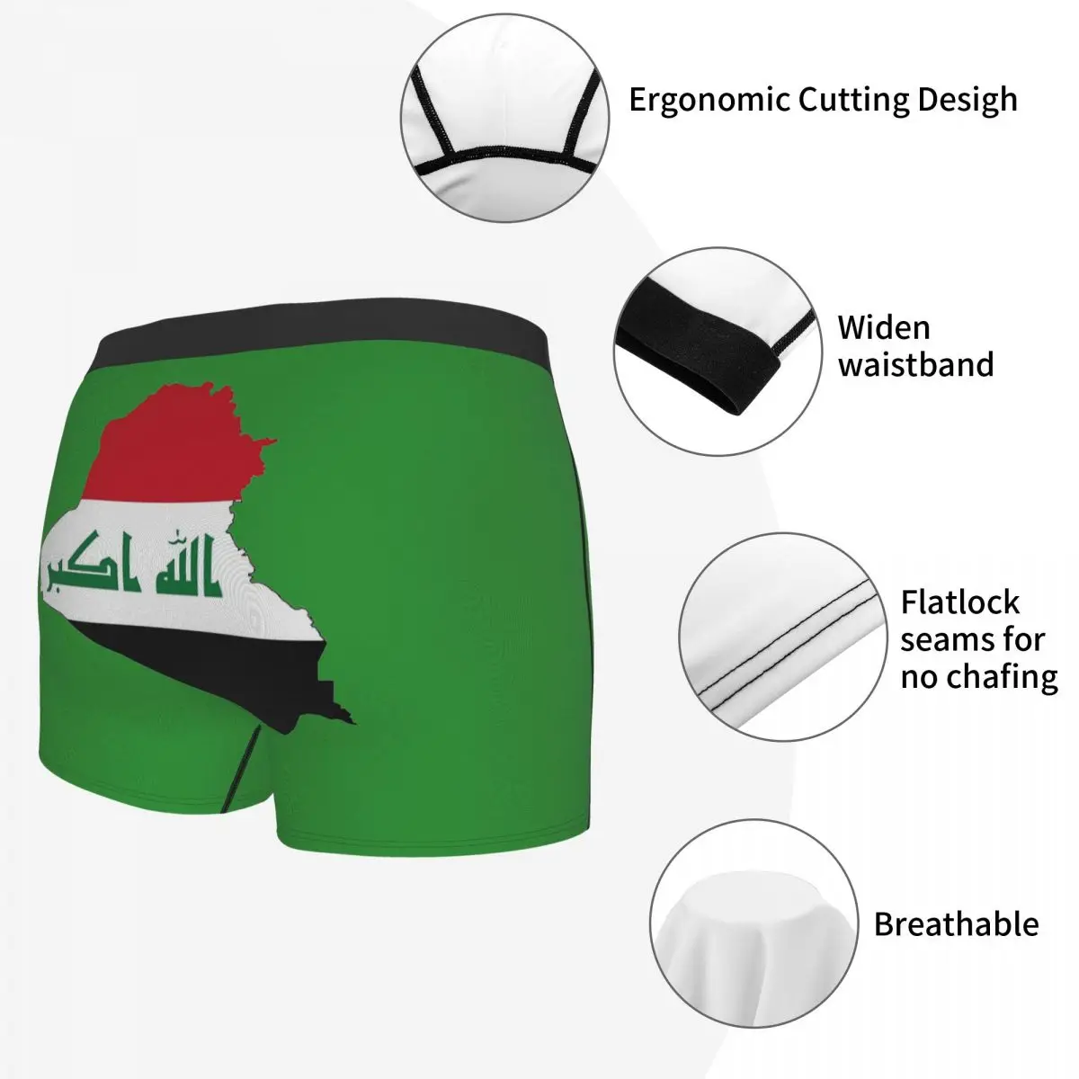 Flag Map Of Iraq Case & Cover Men's Boxer Briefs R301 Funny Vintage elastic pants for men