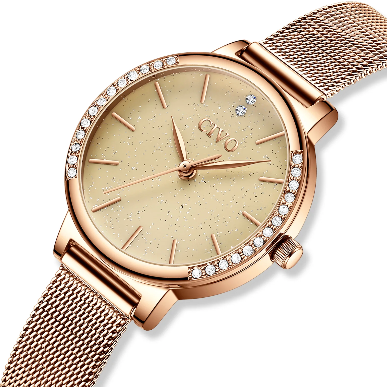 Wholesale Price CIVO Fashion Diamond Women Watches Waterproof Stainless Mesh Wrist Watch Woman Rose Gold Clock Reloj Mujer 8115 | Наручные