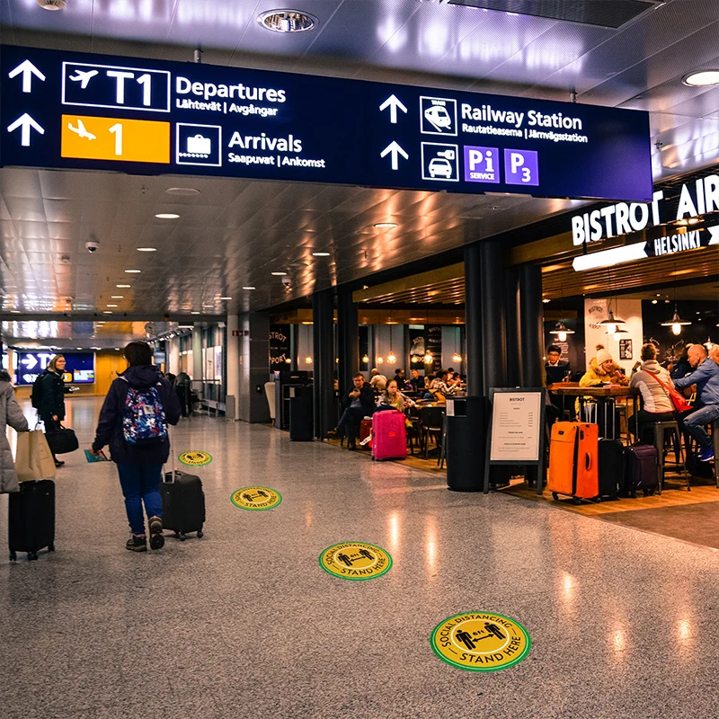 Клейкая наклейка для пола сохраняющая дистанцию прочное и многоразовое