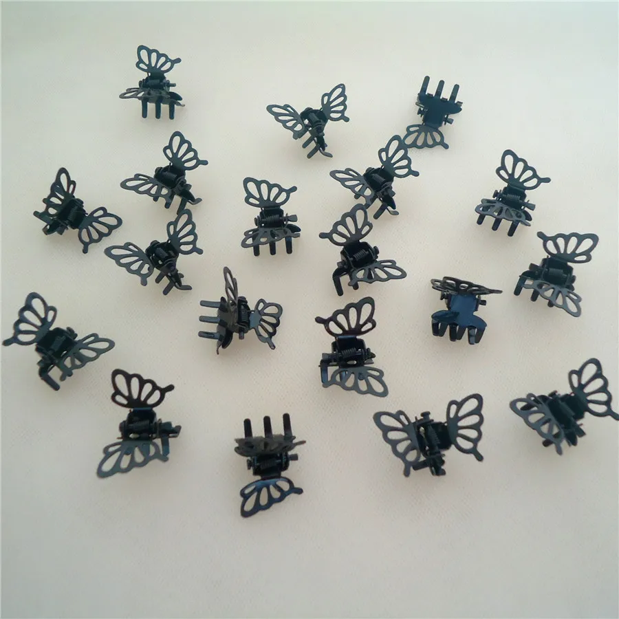 Фото Маленькие черные зажимы-бабочки в форме когтя 20 шт./лот металлические зажимы для