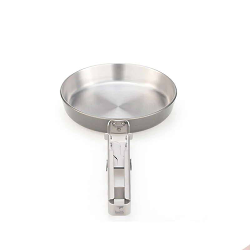 売る キースミニ卵フライパンポータブルチタン調理器具ハイキングキャンプピクニック食器折りたたみハンドル調理鍋Ti6032