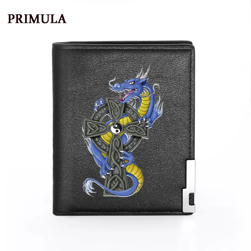 

Бумажники PRIMULA из искусственной кожи для мужчин и женщин, дизайнерские короткие кошельки с держателем для кредитных карт, с изображением др...