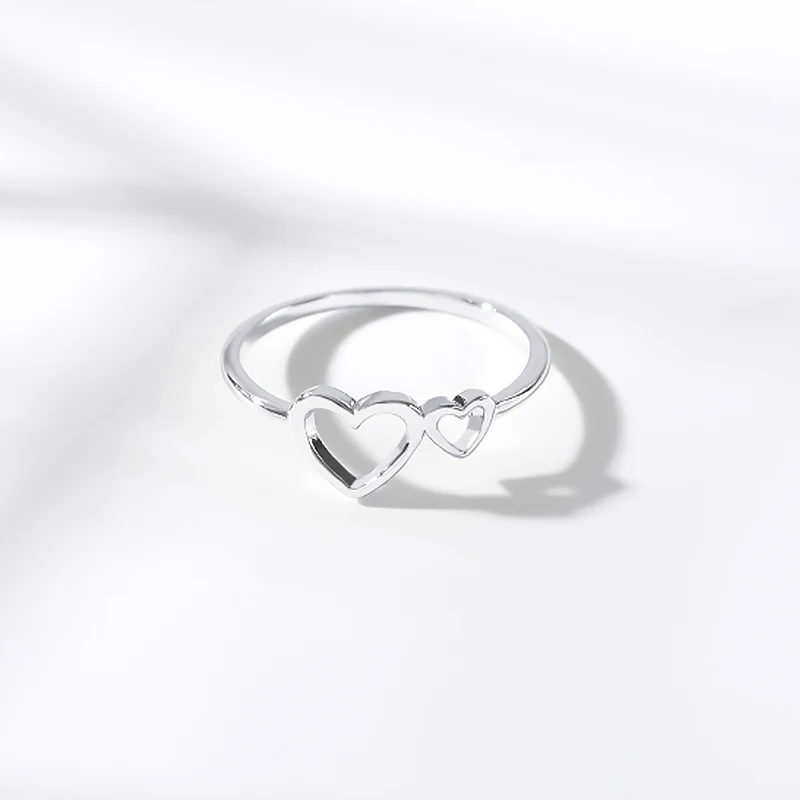 Romantic Hollow Out Two Heart Rings For Women Girls Opening Toe Ring Anillos Mujer Gold Couple Gift BFF Jewelry Accessories | Украшения и