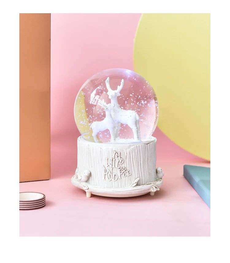 Нордический Рождественский Moose хрустальный шар креативная девушка сердце Рождественский подарок на день рождения Ins Милая музыкальная шкатулка орнамент «Сказочный Сад» ремесло
