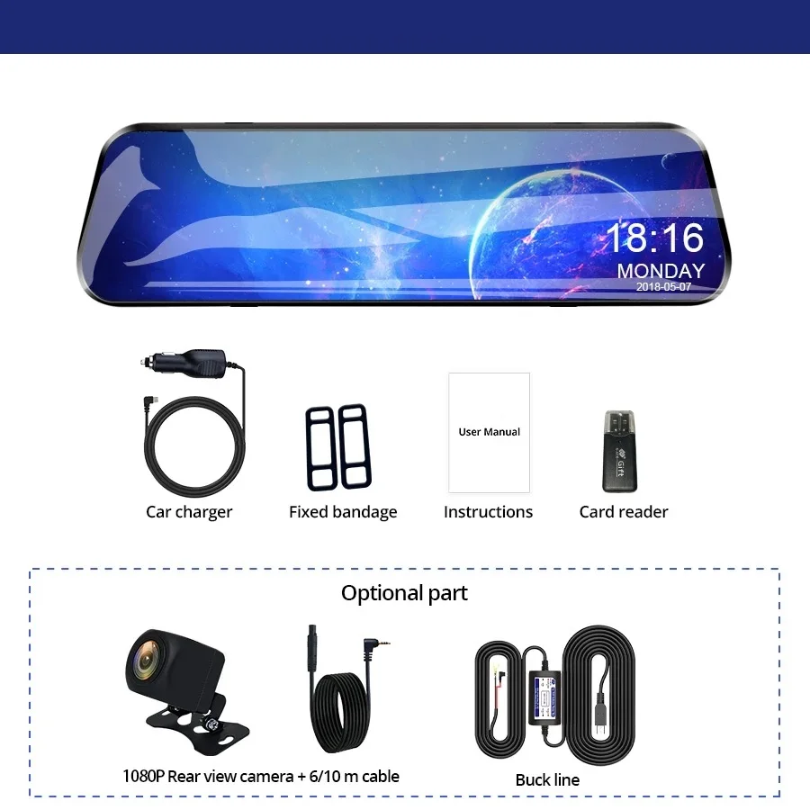

Car Mirror Dvr 1080P Dash Cam Vehicle Black Box Dual Lens Video Recorder Night Vision Car Camera Registrar Dvrs Driver Recorder