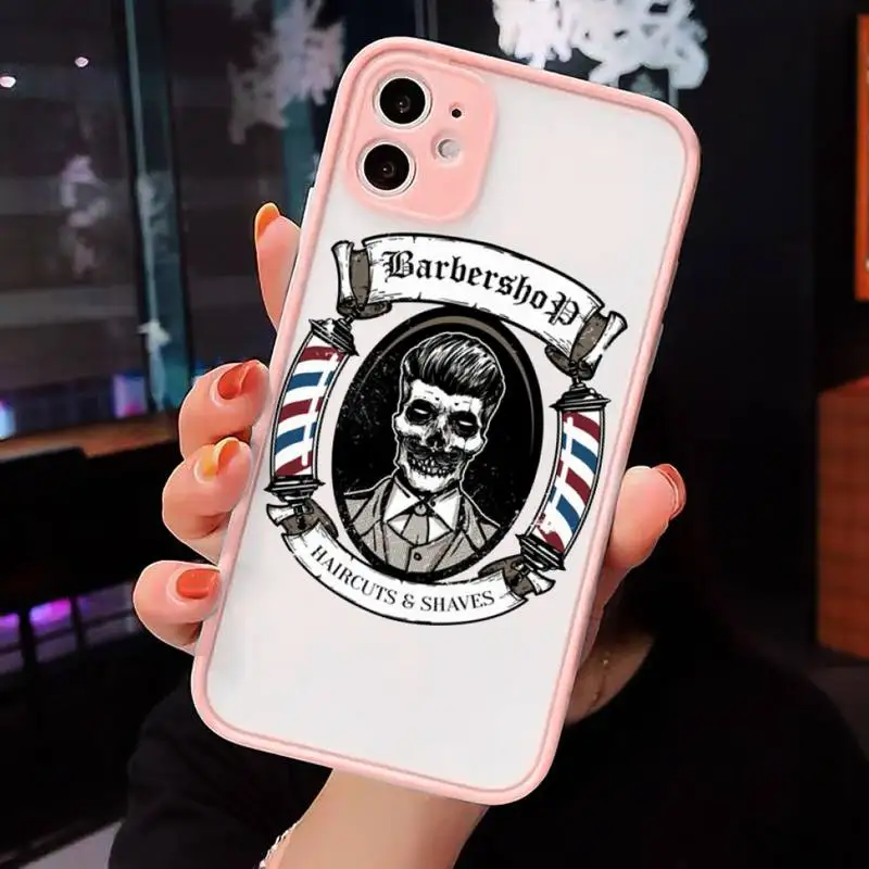

funny letter barber shop Hair luxury shell Phone Cases matte transparent For iphone 7 8 11 12 plus mini x xs xr pro max cover