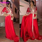 Soworthy марокканские Кафтан Вечерние платья с V-образным вырезом Кристаллы Алжир арабские мусульманские платья для особых случаев вечерние платья