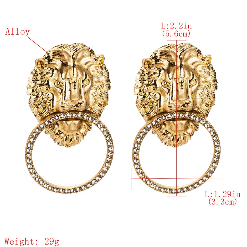 Women Fashion Trendy Alloy Lion Charms Stud Earrings Jewelry Lady's Novelty Collection Earrings Accessories Drop Earrings AM0812