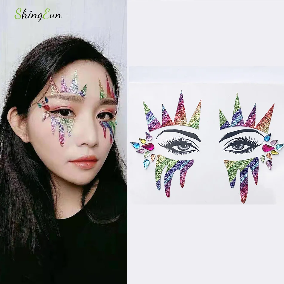 Тату наклейки на Хэллоуин музыкальный фестиваль макияж временные кристаллы