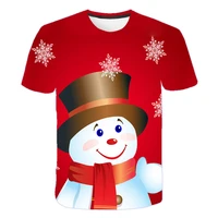 Funny kids T shirts Christmas T-shirts boys girls Tshirts Casual Santa Claus T shirt Snowman Print Party Tshirt 3d Short Sleeve