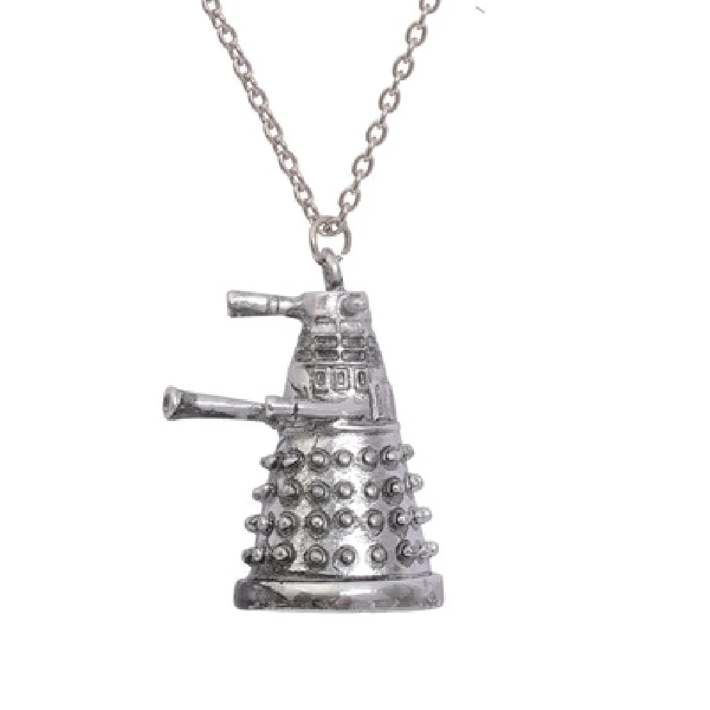 

Movie Jewelry Cosplay Wholesale Dalek Necklace Alien Robot Machine Time Lord Antique Silver Color Pendant Vintage Retro