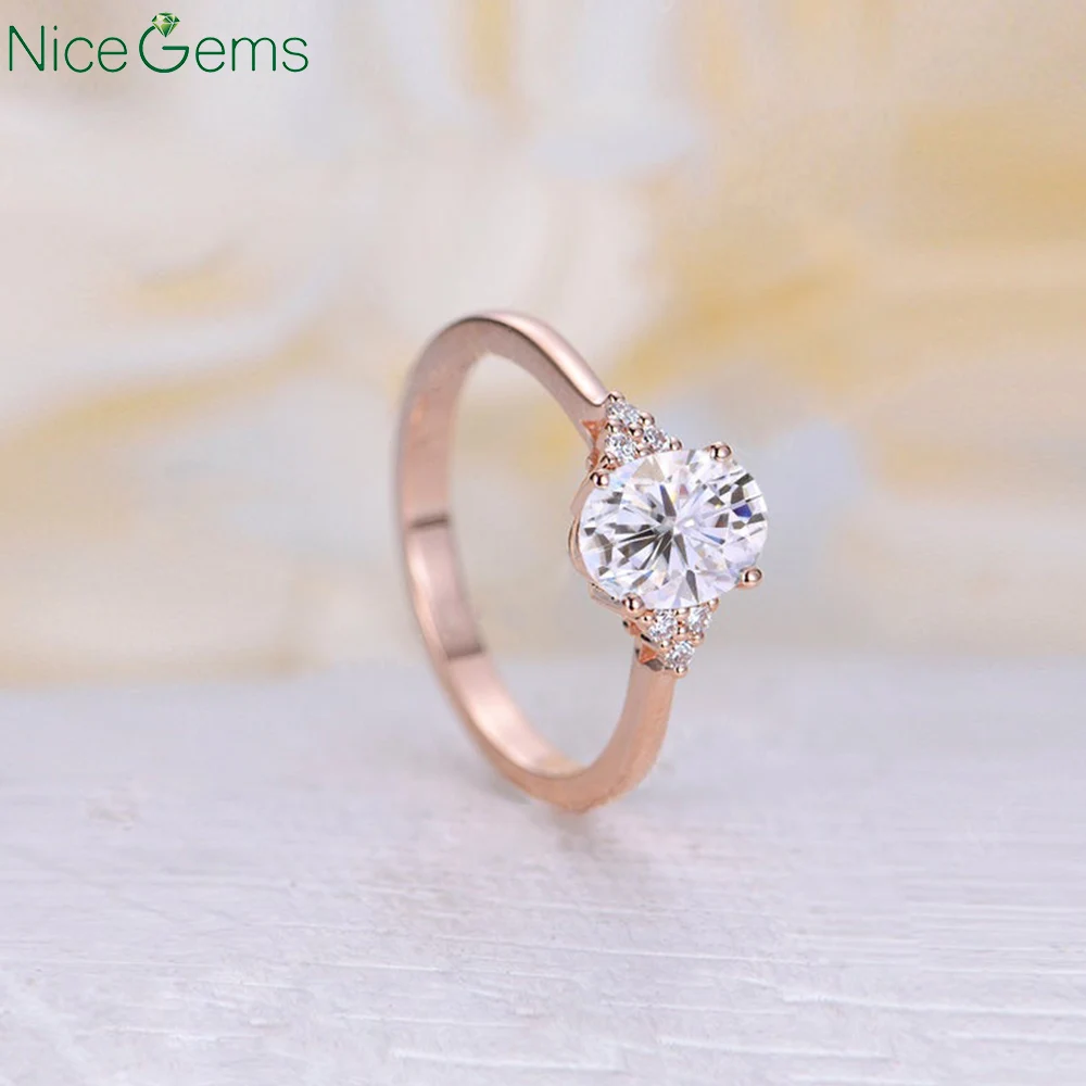 NiceGemsn14K винтажное обручальное кольцо из розового золота овальной огранки с