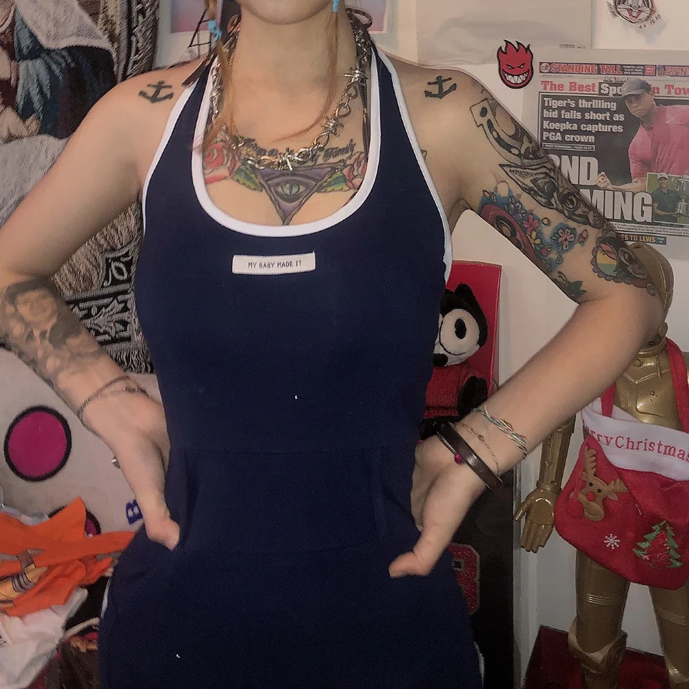 Женское летнее платье Новое поступление 2020 сексуальные темно-синие Черные