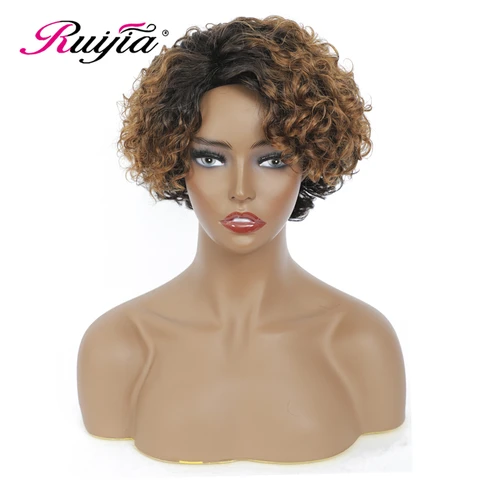 Бразильский парик с эффектом омбре, светлый цвет, боковая часть, натуральные человеческие волосы, парики без клея, полный парик для женщин Ruijia