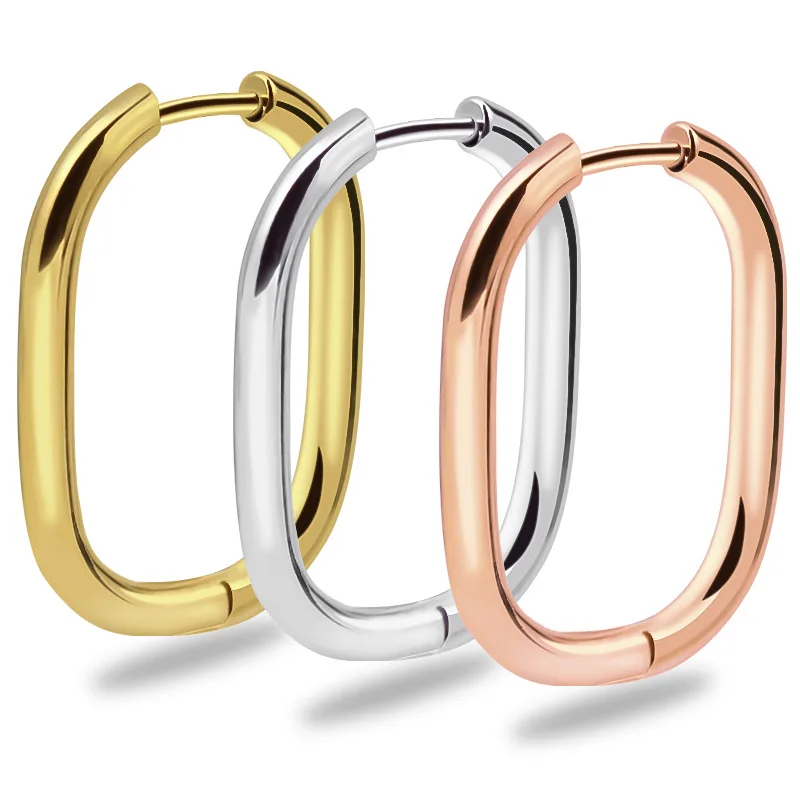 

Gold Color Vintage Hoop Earrings Charm for Women Trendy Jewelry Simple Korean Small Geometric Oval Shaped Party Accessories Gift