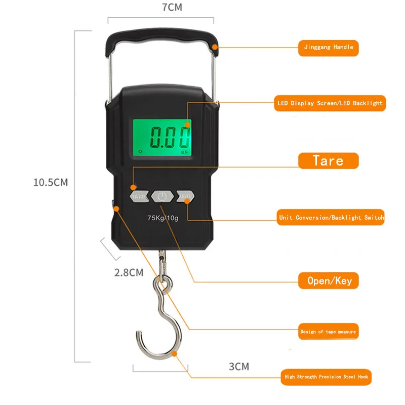 Цифровые весы с измерительной лентой для багажа путешествия вес ing Steelyard