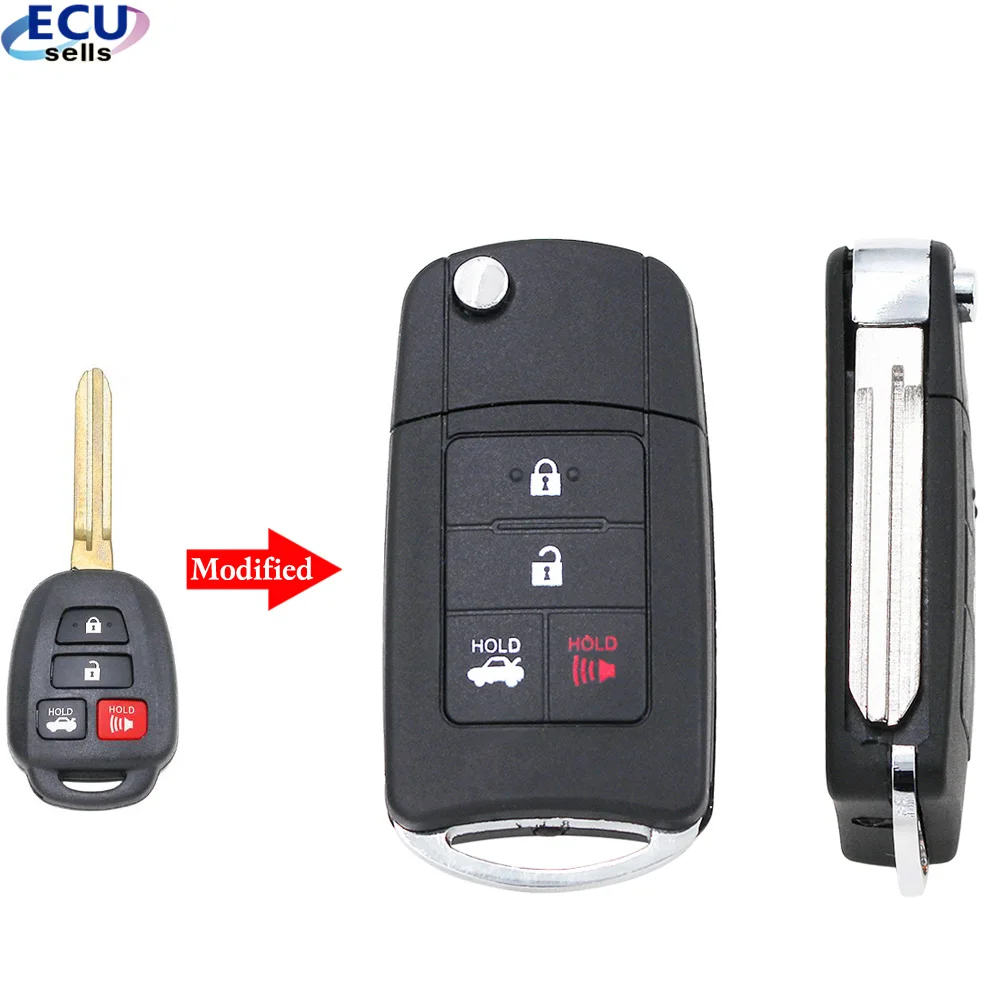 Чехол для ключей с 4 кнопками Toyota Prius C Corolla Yaris Avensis Toy 43 чехол замены|Заготовки