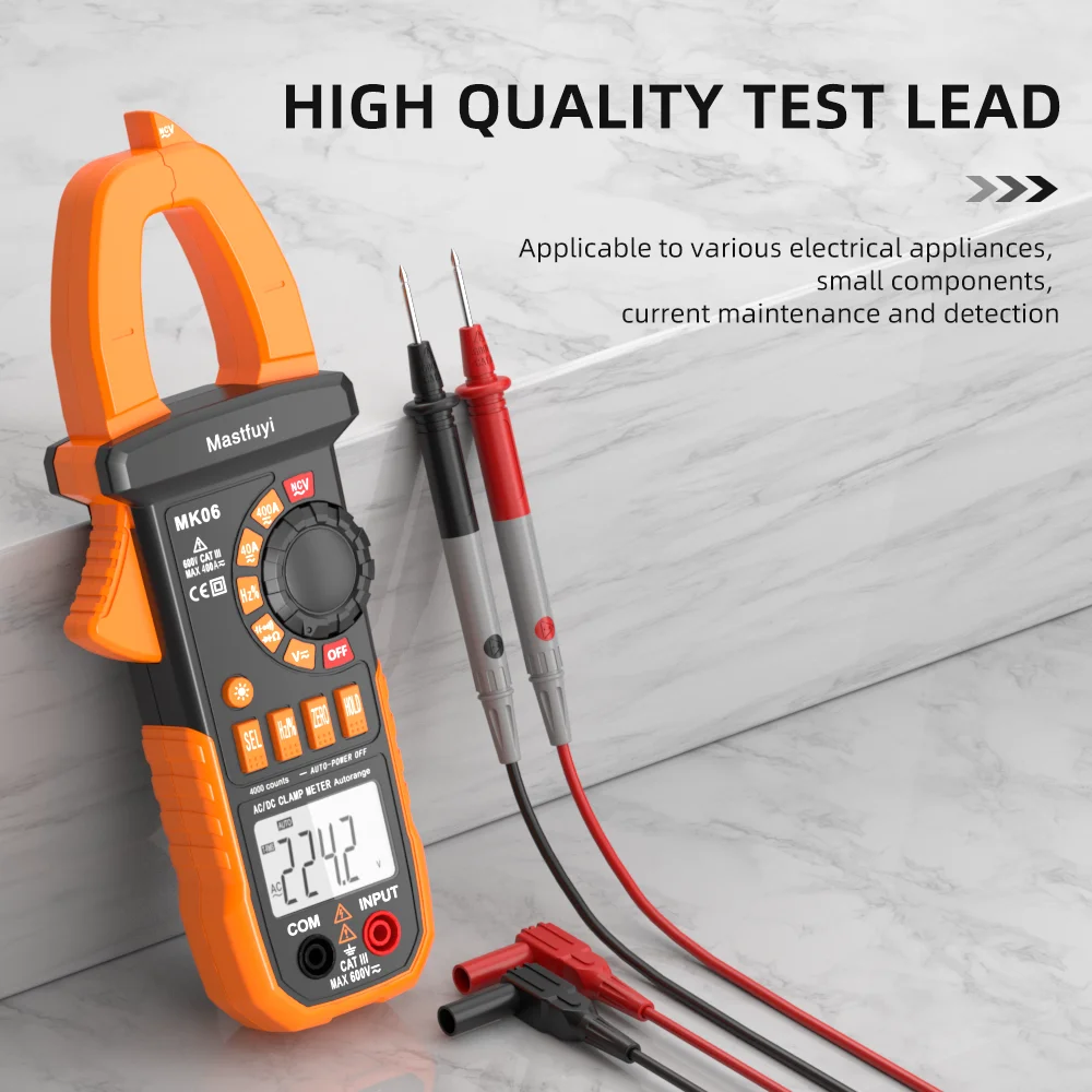 AC/DC Digital Clamp Meter T-RMS 4000 Counts Auto-ranging NCV AC DC Current Voltage Resistance Capacitance Frequency Multimeter |