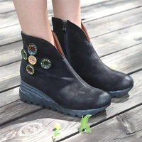 retro nubuck boots for womens leather platform boots blackcoffee
