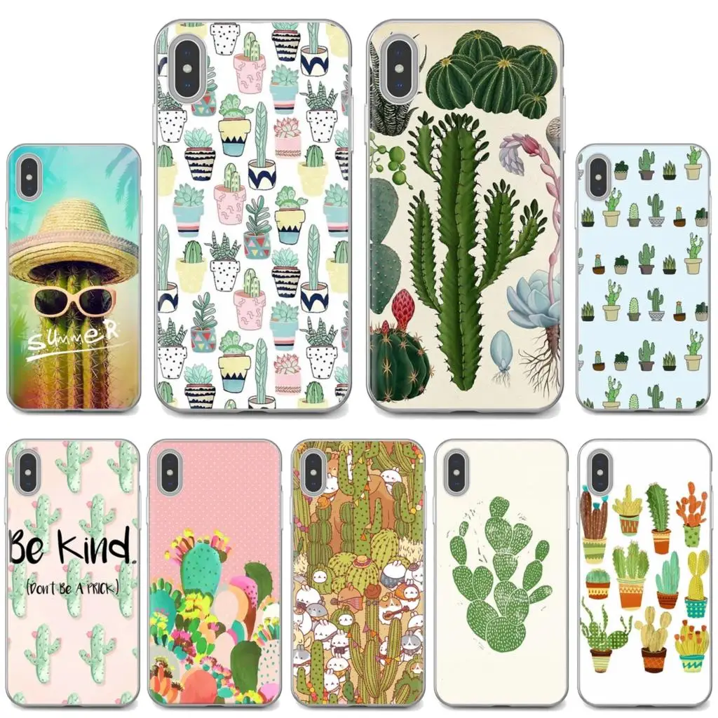 

For iPhone 10 11 12 13 Mini Pro 4S 5S SE 5C 6 6S 7 8 X XR XS Plus Max 2020 cactus plants summer Soft Silicone TPU Case
