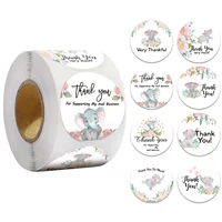 500 pcs cute elephant thank you stickers roll baby girl party show decorative label thank you gift envelope seal labels stickers
