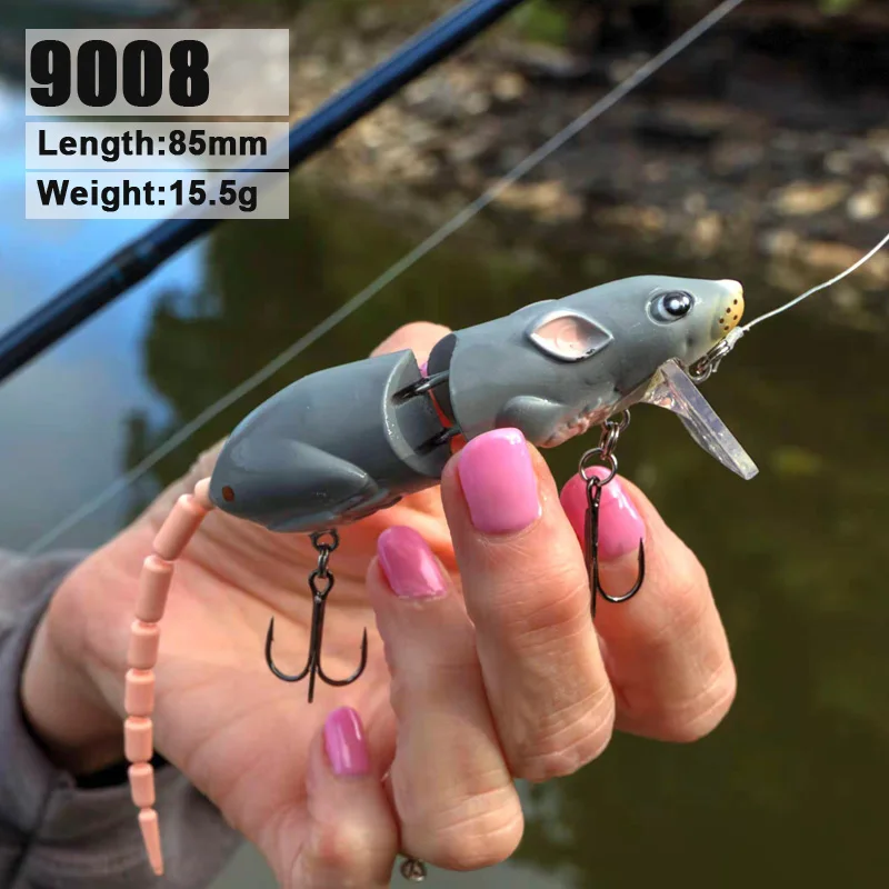

15.5g 85mm Topwater rat wakebait Multi-section Mouse Lure Artificial Bait Hard Plastic Rat Minnow Lure Wobbler Fishing Pesca