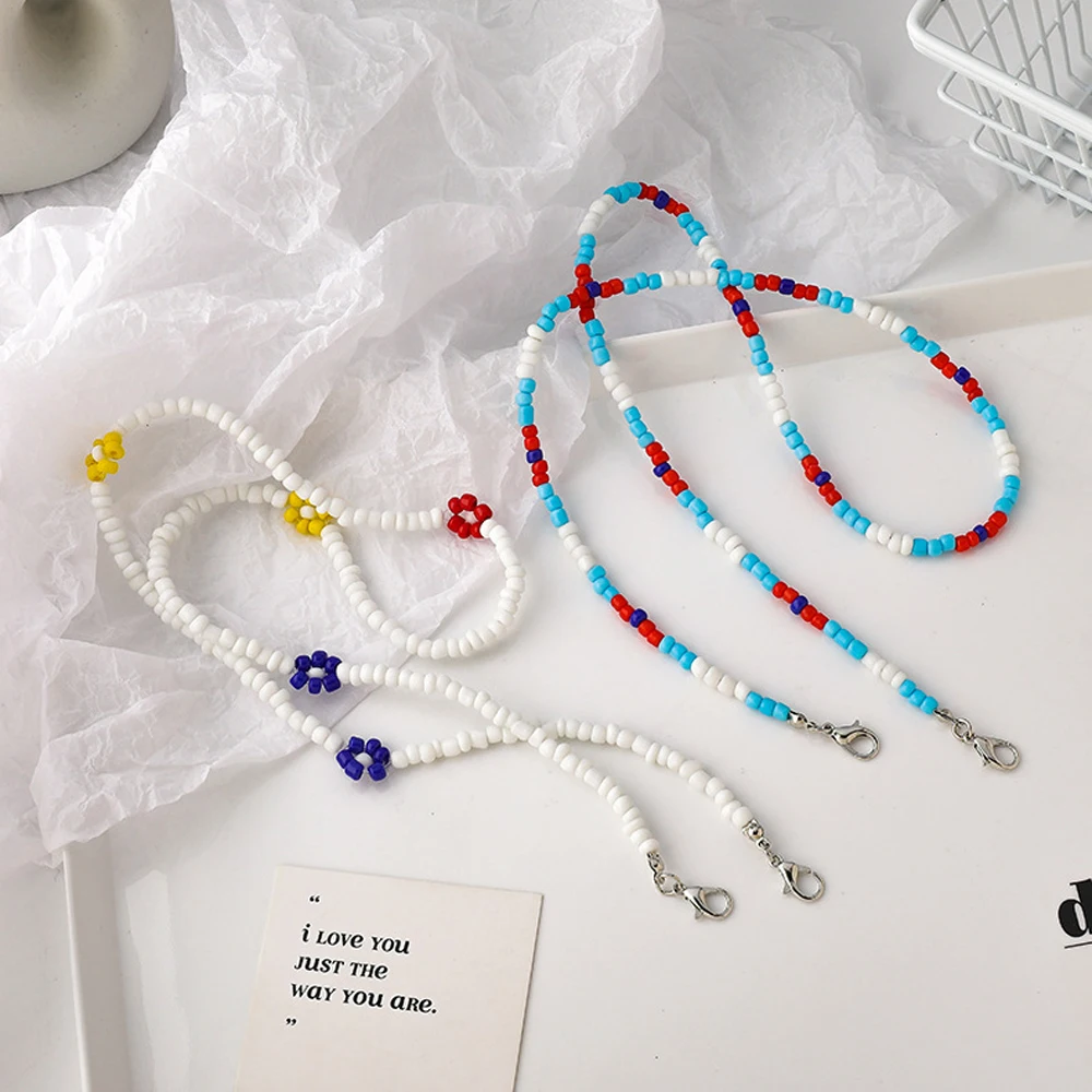 

Бисером маски с цветами защита от ударов при падении цепи, расшиты разноцветными бусинами и подвесная цепь шейный ремешок функция "антипоте...