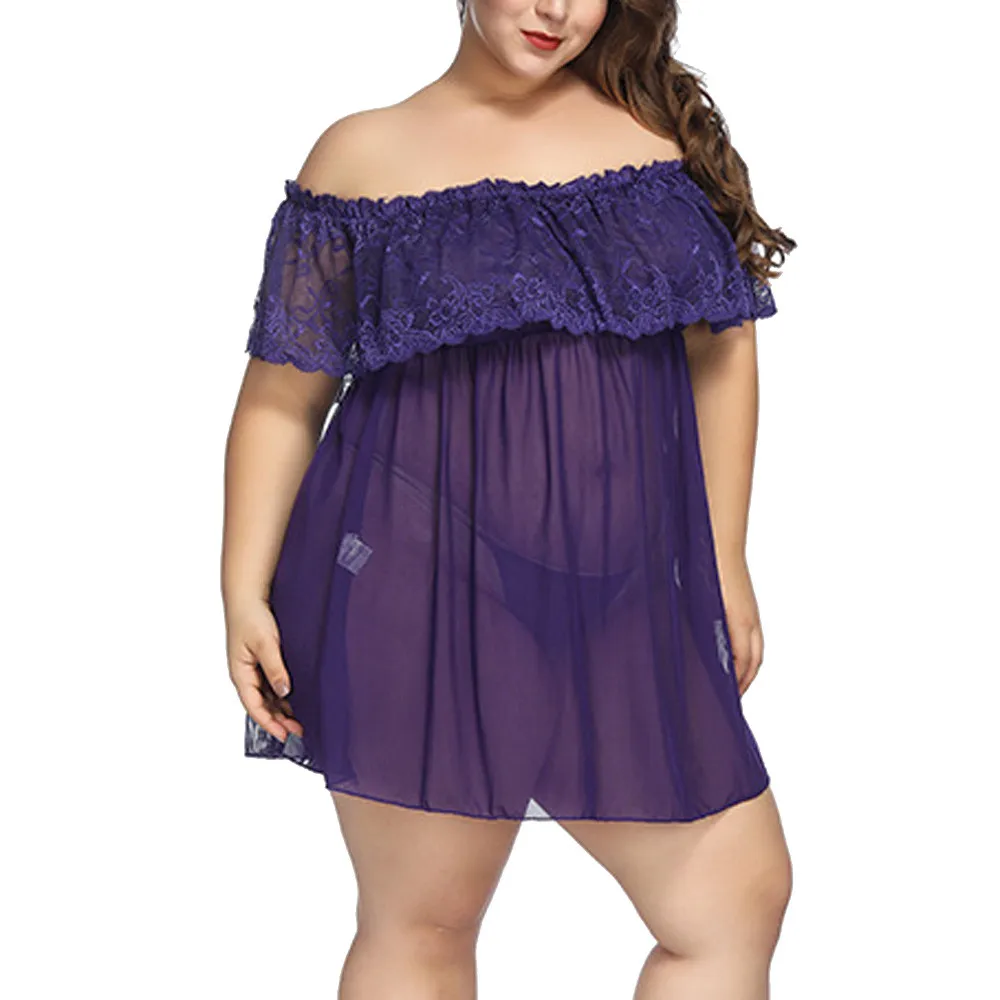 Сексуальное нижнее белье для женщин размера плюс кружевное стринги Seksi Gecelik|Белье