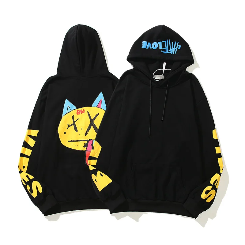 

Толстовка с капюшоном в стиле хип-хоп для мужчин и женщин, свитшот с принтом головы кошки, 2021, уличная одежда, забавные толстовки, пуловер, хл...