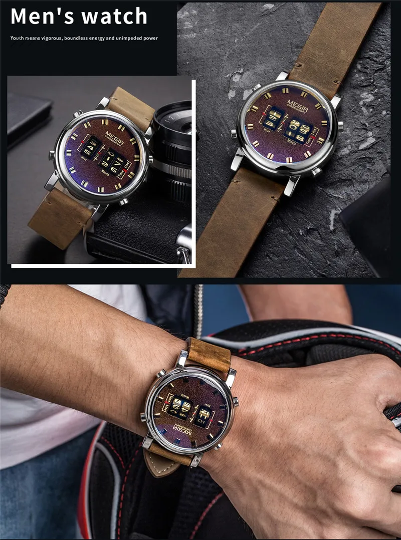 Часы наручные MEGIR Мужские кварцевые спортивные брендовые Роскошные армейские