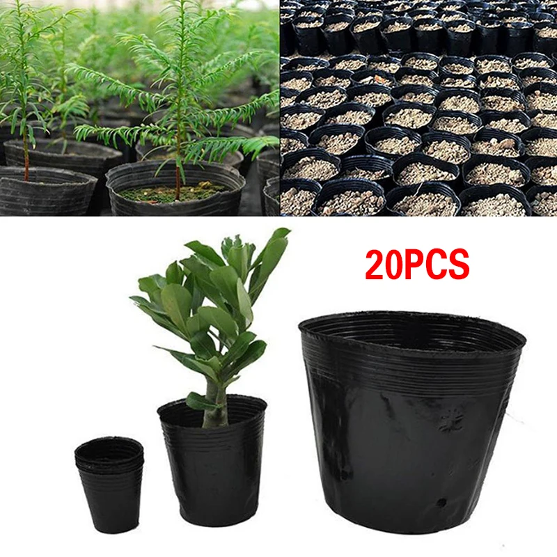 

20pcs Avaible Nursery Pot Plastic Black Nursery Box Garden Container Grow Bag Flower Plant Pots Garden Supplies