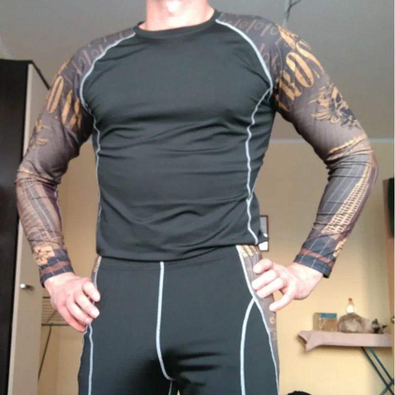 

masculina topos camisa de manga longa compresso collants de fitness camiseta treinamento de inverno camada base quente