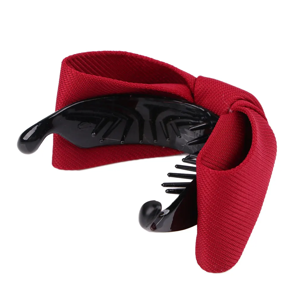 Корейские женские элегантные заколки для волос с большим бантом однотонные