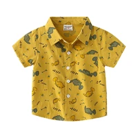 new 2021 kids boys summer shirts fashion dinosaur print short sleeve lapel single breasted shirt baby boys casual tops clothing
