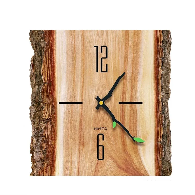 Nordic Creative Tree Pattern Wall Clock Simple Modern Design Wooden Clocks for Bedroom Wood Watch Home Decor Silent | Дом и сад