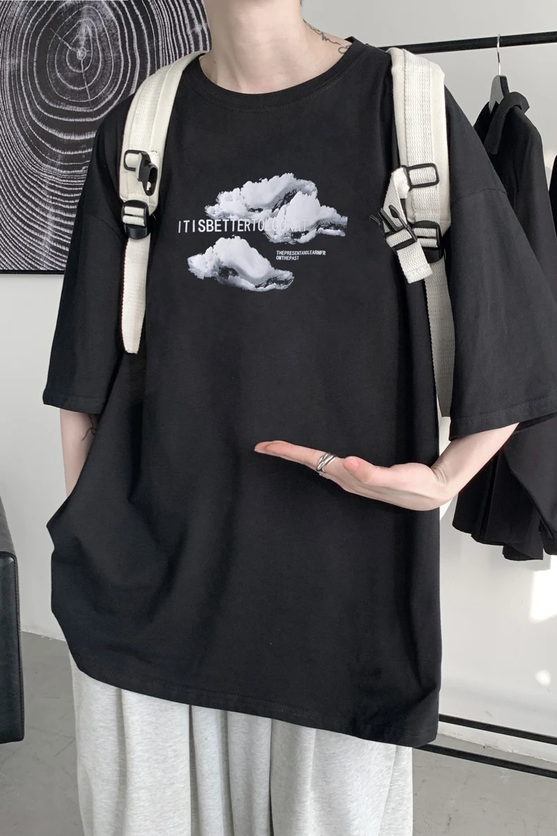 

Short Sleeve T-shirt Men's Fashion Brand Simple Summer All-Match Half Sleeve Ins Trendy Loose Top Wear