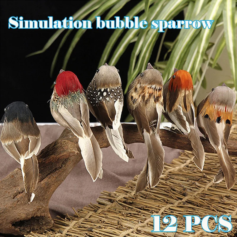 

12 шт. искусственный Воробей орнамент реалистичные пенные птицы ручная работа декоративные реквизиты для дома сада двора PR распродажа