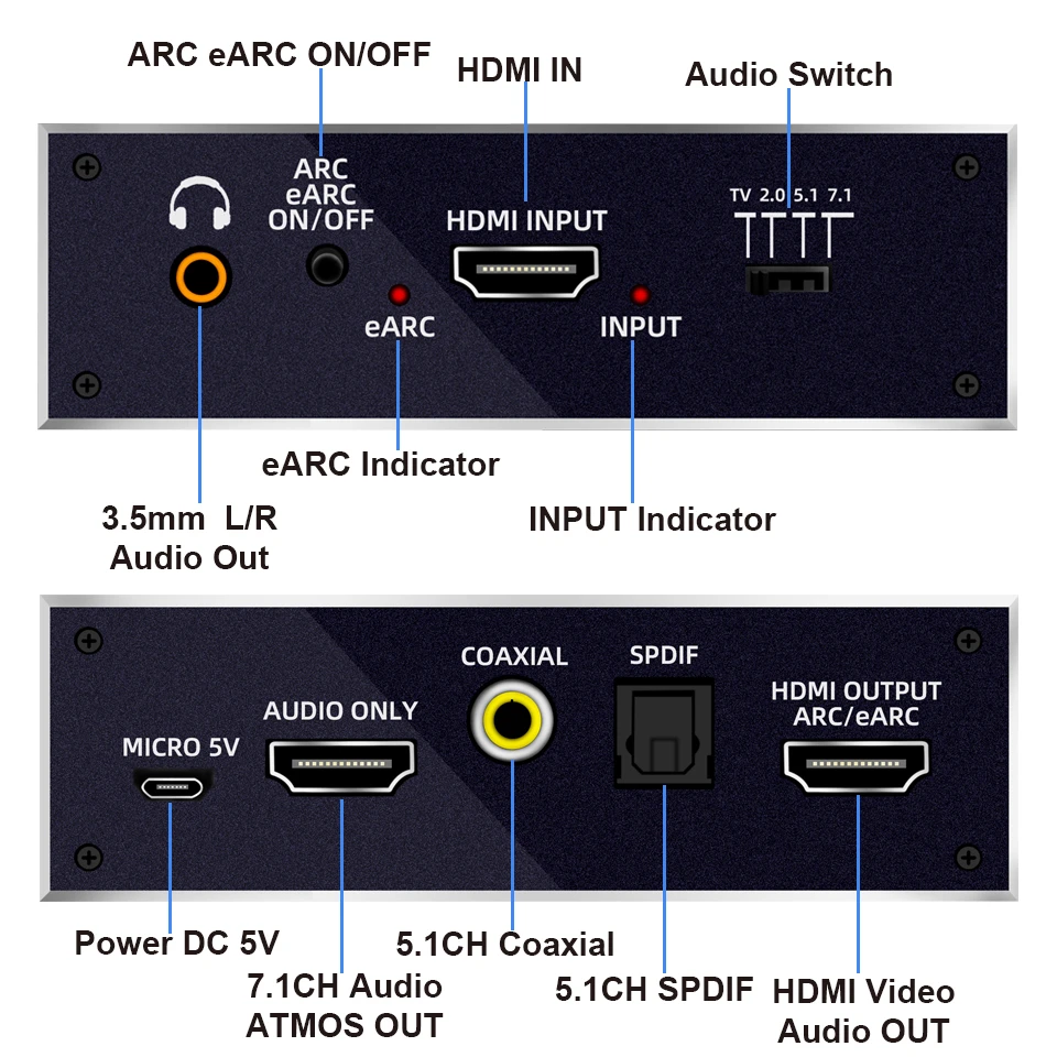 2022 лучший eARC HDMI 2 0 аудио экстрактор 4K 120 Гц RGB8:8:8 HDR сплиттер преобразователь в