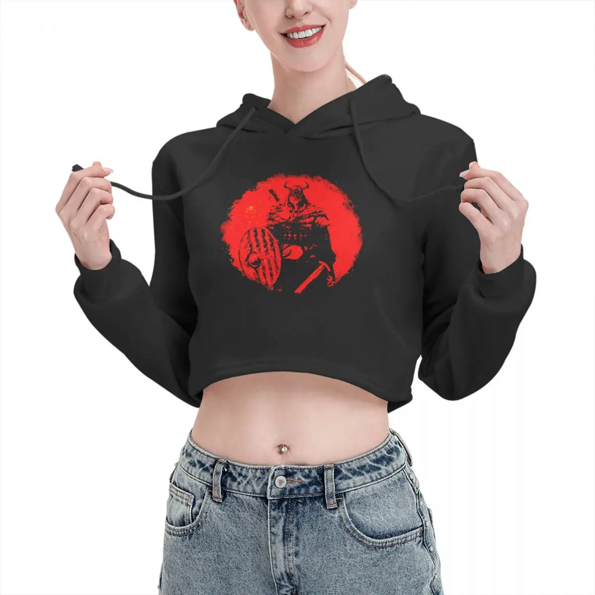 

Open navel Cat Ear Hoodie Sweater Viking Warrior Vikings With hood Humor Graphic sexy Print R339 pullover