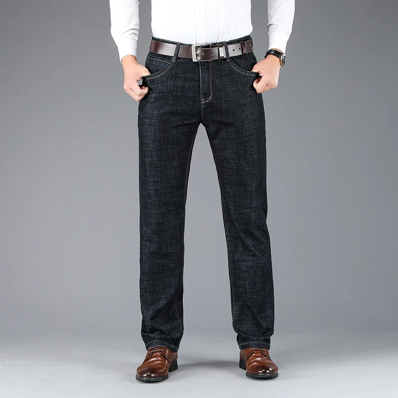 Black Jeans Spijkerbroeken Heren Pants Baggy Slim Fit Trousers Denim Pantalones Hombre High Quality Soft Fashion Business Casual